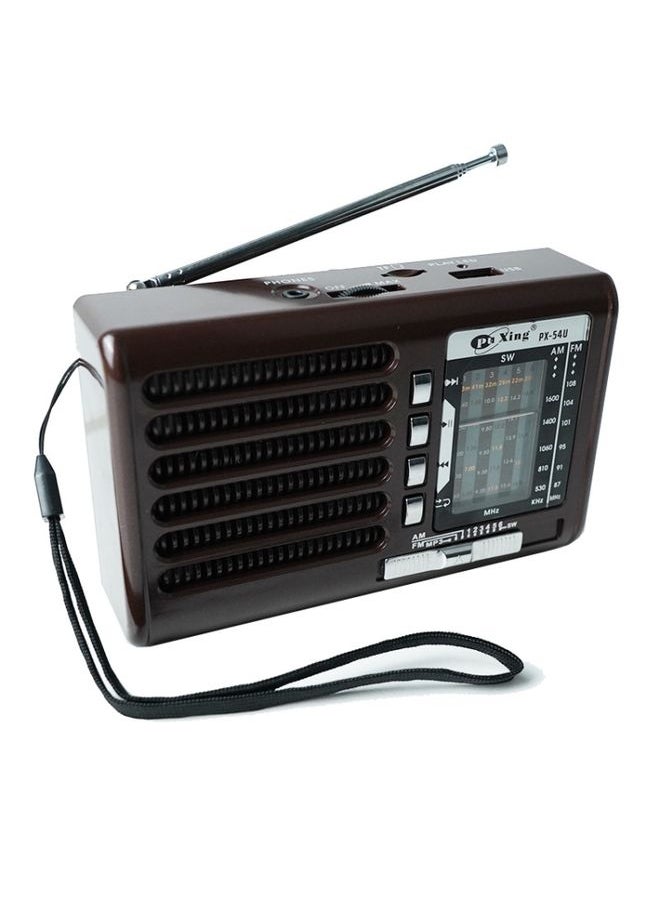 BAIJIALI PX-54U Brown Multi-band Retro Pointer Radio USB Plug In Card Radios