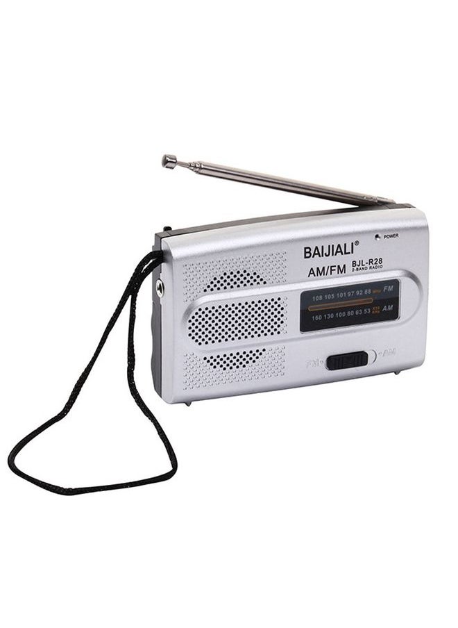 BAIJIALI BJL-R28 Elderly Portable Portable Retro Radio AM / FM Two Band Radio(Silver Gray)