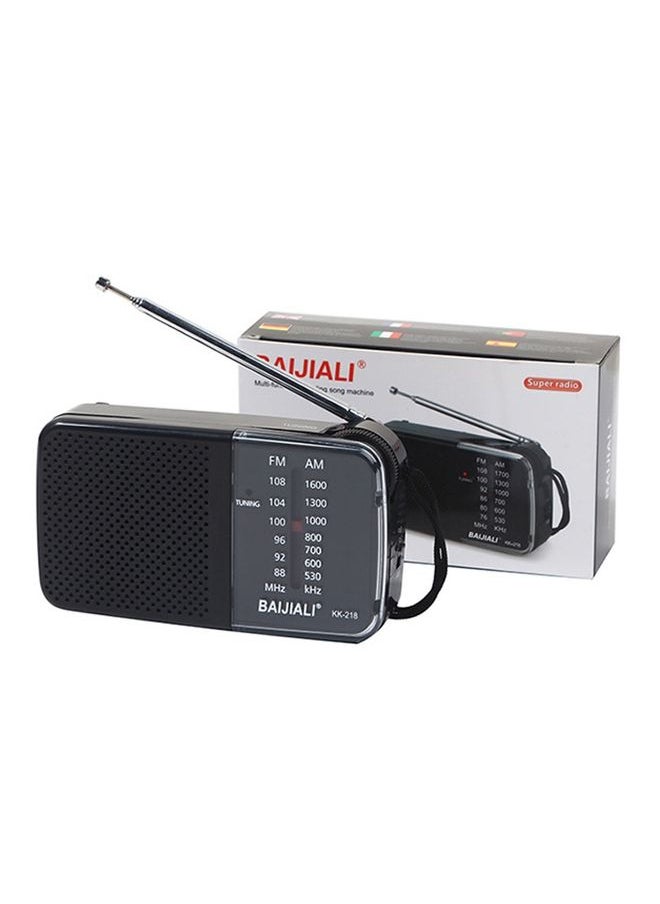 BAIJIALI KK-218 Vintage Analog Portable Multiband Built-in Speaker Radio(Black)