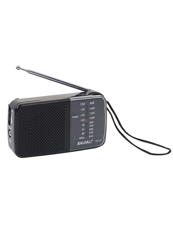 BAIJIALI KK-218 Vintage Analog Portable Multiband Built-in Speaker Radio(Black)