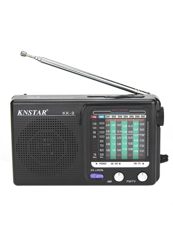 BAIJIALI KK9 Full-band Radio Player Portable Retro Multifunctional Mini Radio(Black)