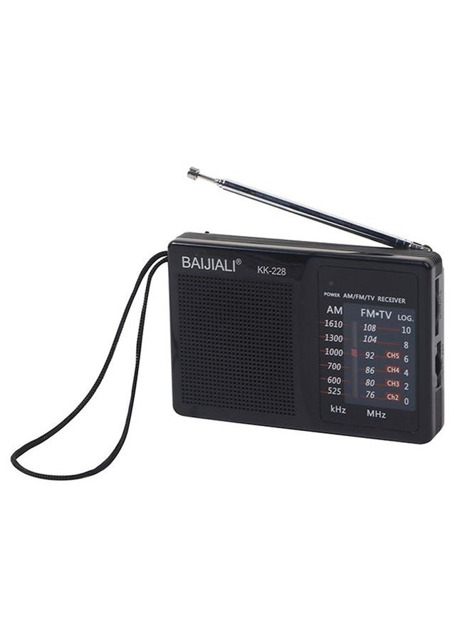 BAIJIALI BJL228 Retro Portable Two Band FM AM Radio Built-in Speaker(Black)