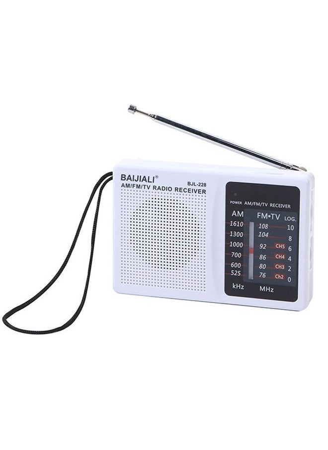 BAIJIALI BJL228 Retro Portable Two Band FM AM Radio Built-in Speaker(White)