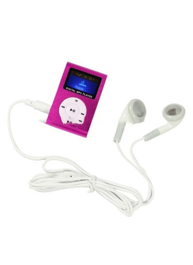 TF / Micro SD Card Slot MP3 Player with LCD Screen, Metal Clip(Magenta)