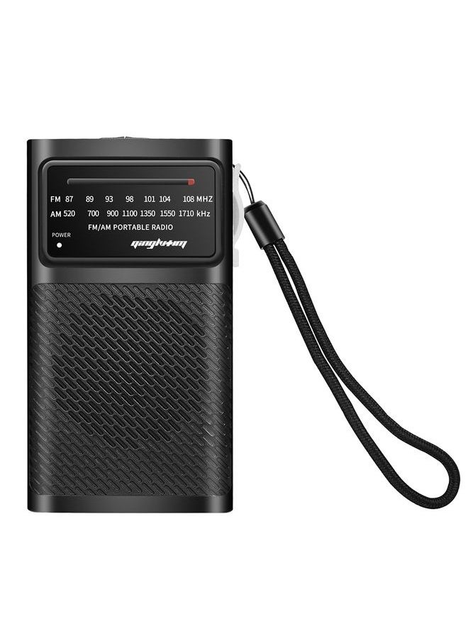 J-180 Portable Pointer FM/AM Two-Band Radios With Carrying Clip, Style: Regular Version(Black)