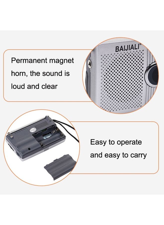 BAIJIALI BJLR21 Simple Retro Radio Full-Band Built-In Speaker Outdoor Portable Audio(Silver Gray)