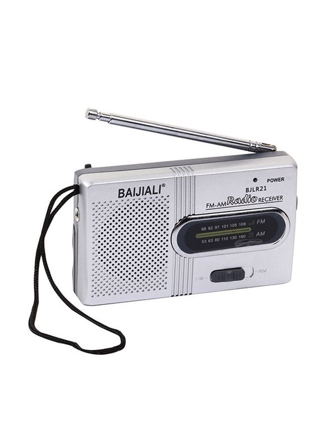 BAIJIALI BJLR21 Simple Retro Radio Full-Band Built-In Speaker Outdoor Portable Audio(Silver Gray)