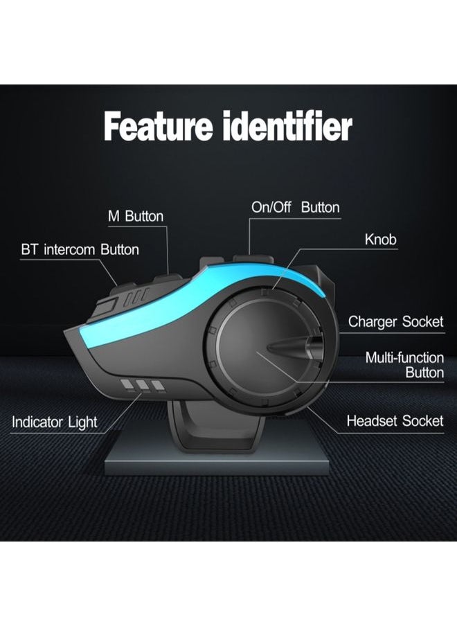 Hysnox HY-02 Bluetooth 5.0 Motorcycle Helmet Headset 2000M 6 Riders Intercom Headset (Blue)