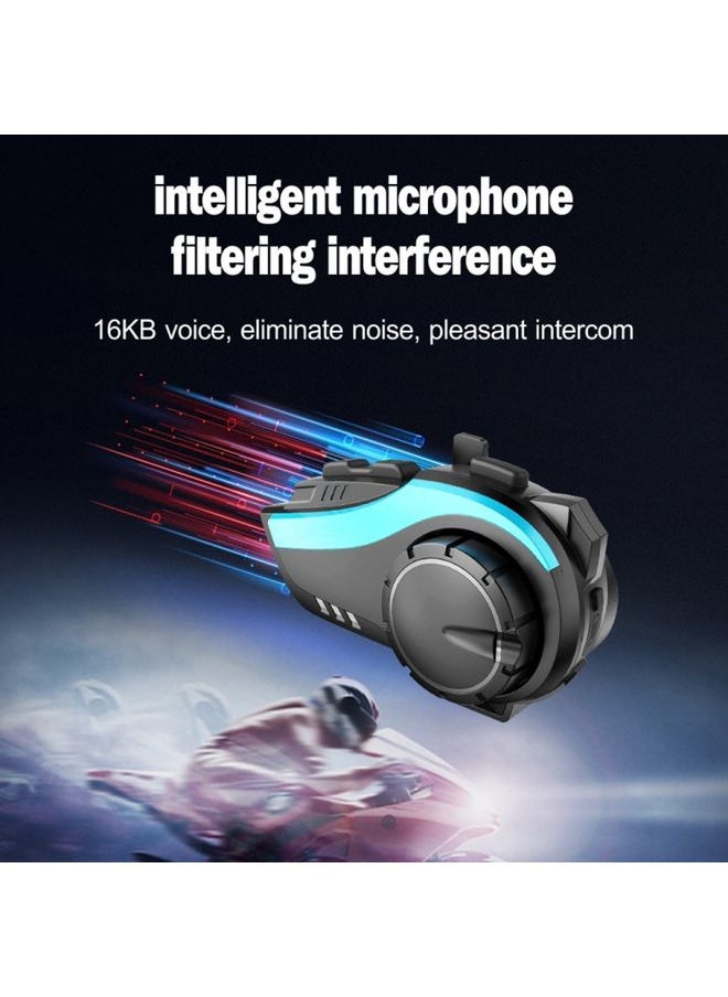 Hysnox HY-02 Bluetooth 5.0 Motorcycle Helmet Headset 2000M 6 Riders Intercom Headset (Blue)