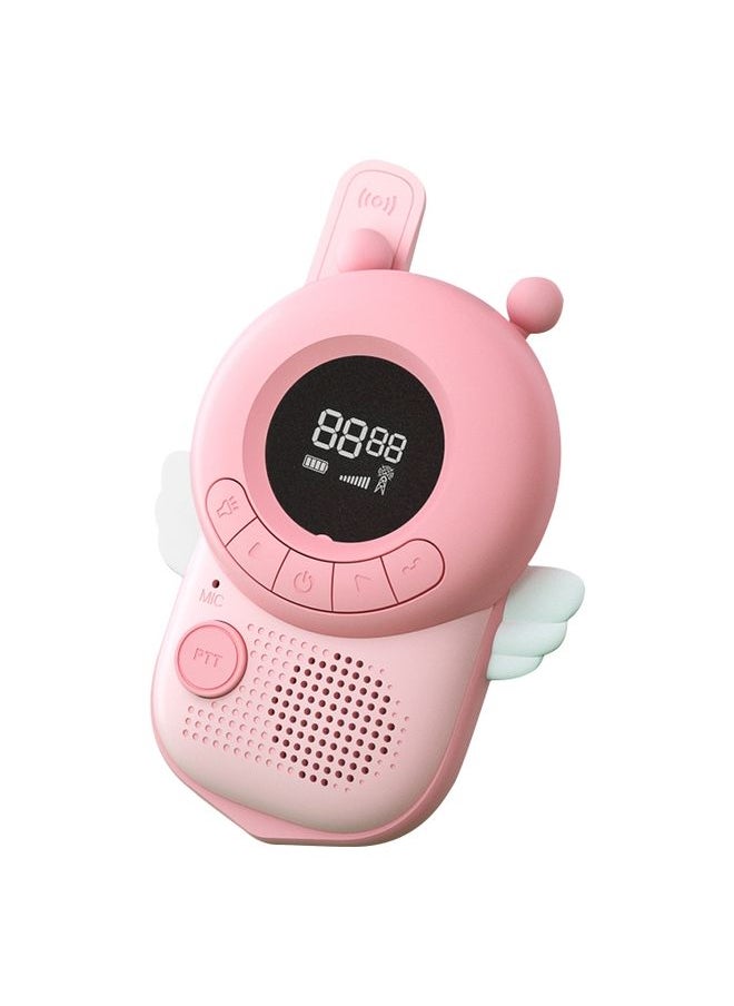 adj-847 Cartoon Bee-shaped Children Walkie-talkie Wireless 3km Call Outdoor Parent-child Interactive Toy with Flashlight & Anti-lost Lanyard (Pink)