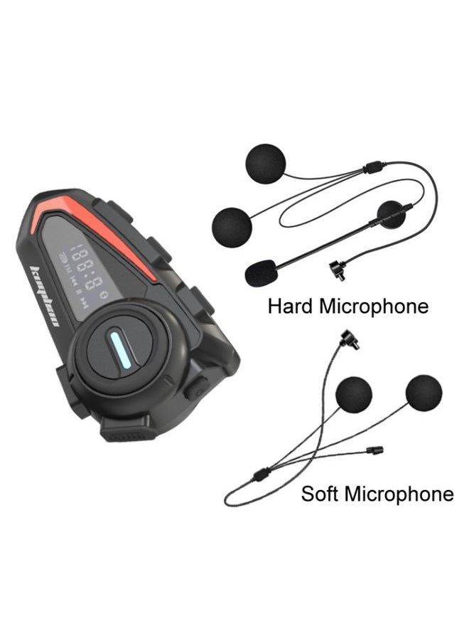 KUQIBAO Motorcycle Helmet Waterproof Bluetooth Headset With Screen(Soft Microphone)