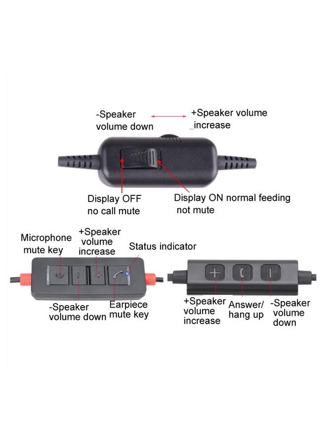 VT200D Double Ears Telephone Headset Operator Headset With Mic,Spec: PC Double Plug