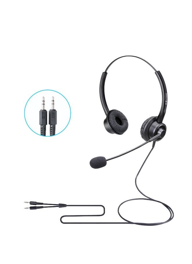 VT200D Double Ears Telephone Headset Operator Headset With Mic,Spec: PC Double Plug