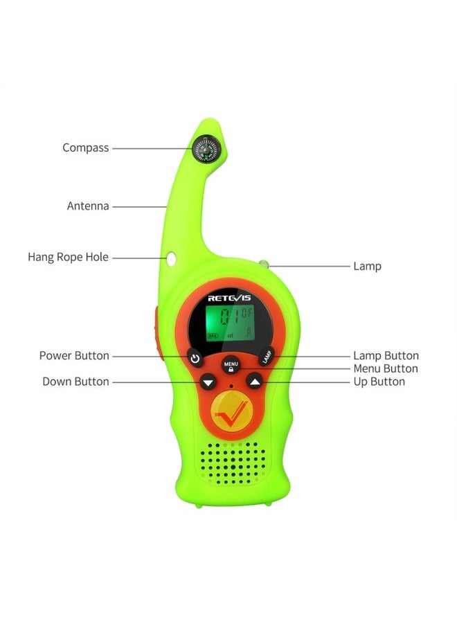 1 Pair RETEVIS RT75 0.5W US Frequency 22CHS FRS License-free Children Handheld Walkie Talkie(Green)