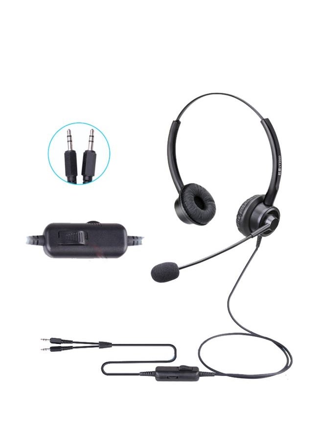 VT200D Double Ears Telephone Headset Operator Headset With Mic,Spec: PC Double Plug with Tuning