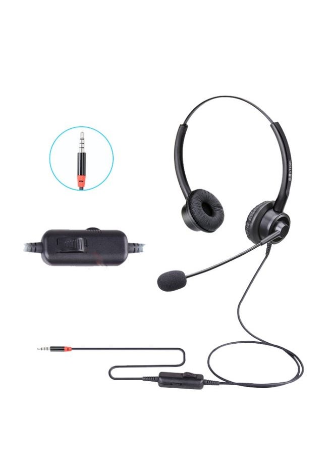 VT200D Double Ears Telephone Headset Operator Headset With Mic,Spec: 3.5mm Single Plug with Tuning