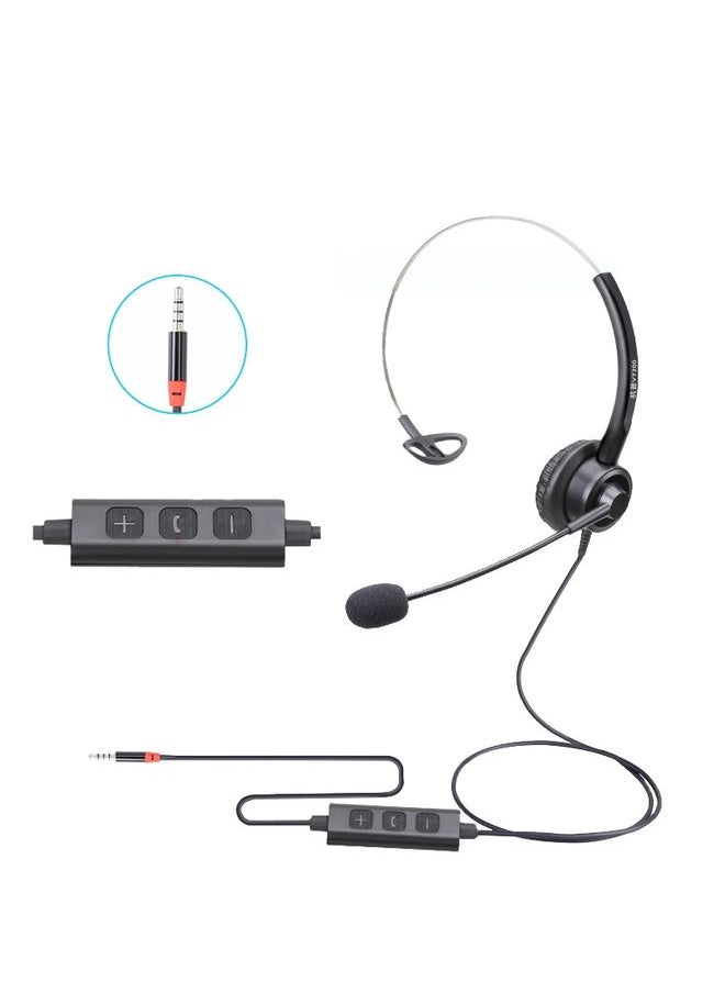 VT200 Single Ear Telephone Headset Operator Headset With Mic,Spec: 3.5mm Single Plug With Answer Key