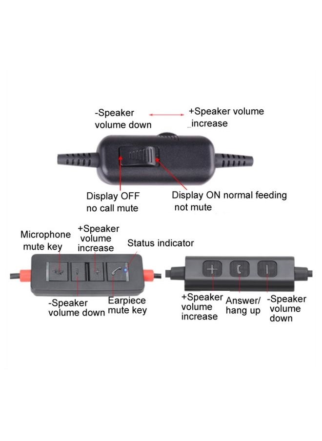 VT200D Double Ears Telephone Headset Operator Headset With Mic,Spec: Crystal Head 6-wire Sequence