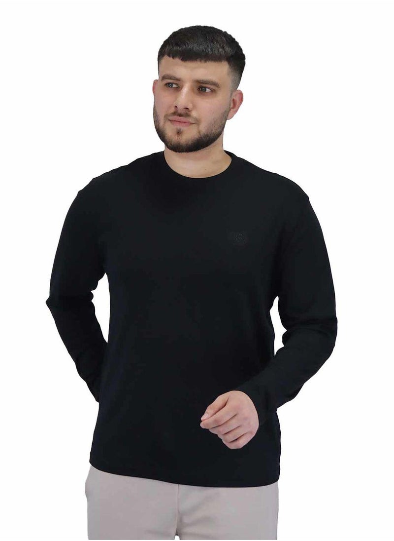 Men’s Interlock Crew Neck Long Sleeve Slim Fit Embroidery Liquid Touch Smart Collar Tees