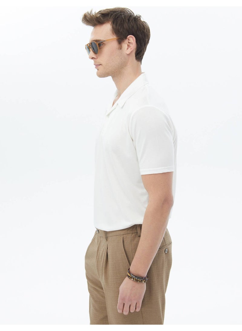 White Plain Cuban Collar T-Shirt