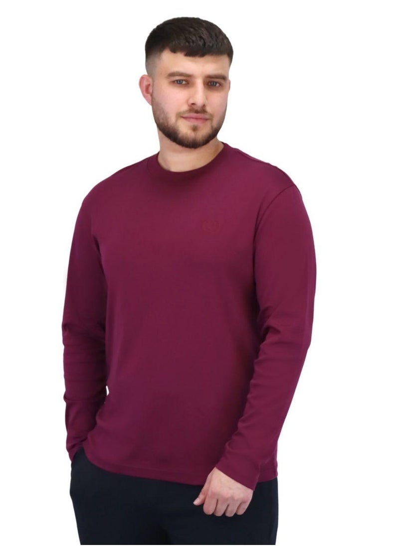 Men’s Interlock Crew Neck Long Sleeve Slim Fit Embroidery Liquid Touch Smart Collar Tees