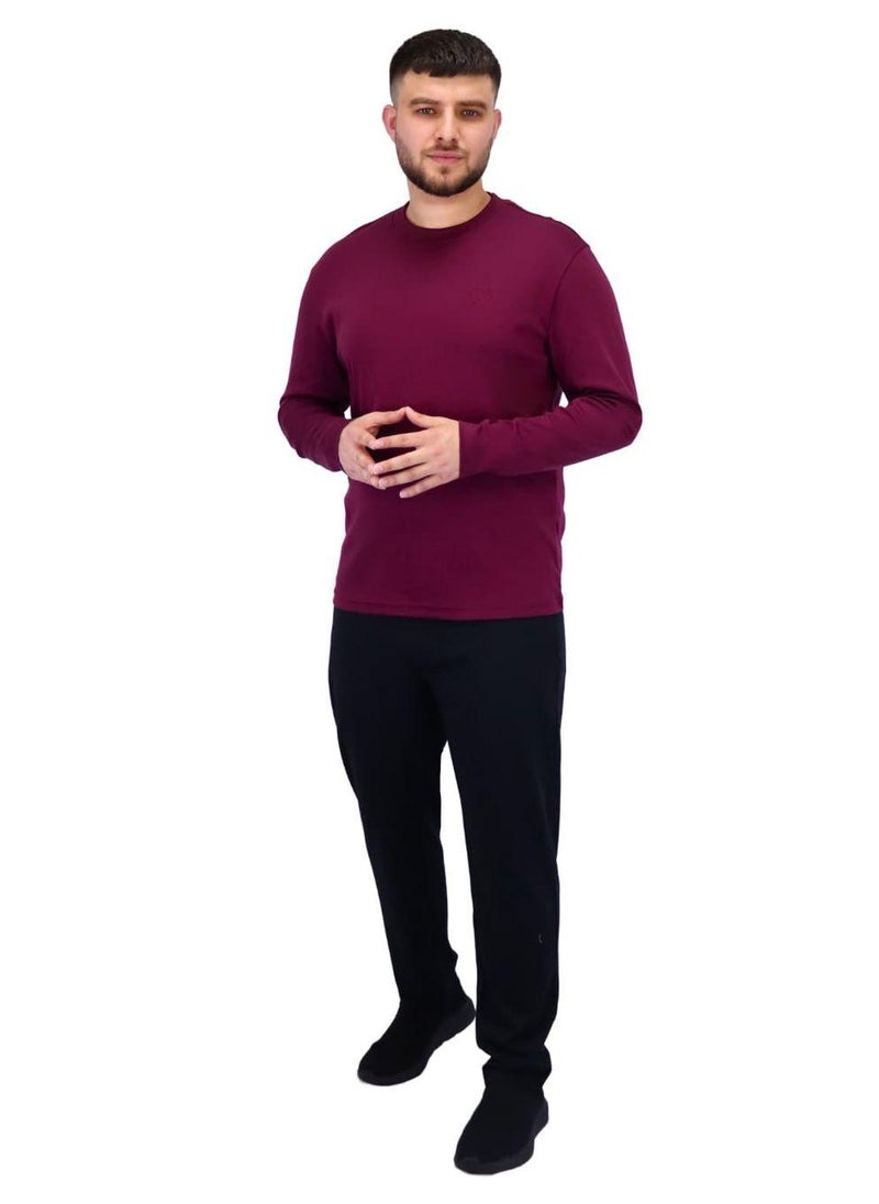 Men’s Interlock Crew Neck Long Sleeve Slim Fit Embroidery Liquid Touch Smart Collar Tees