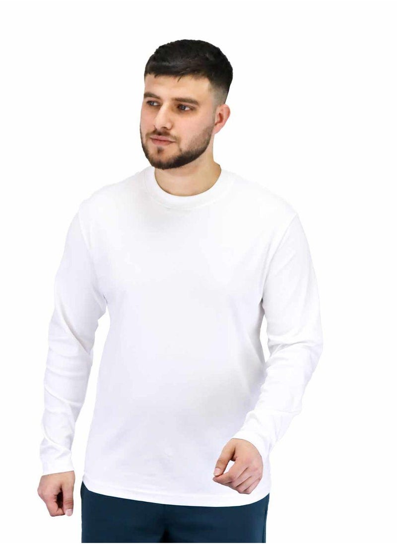 Men’s Interlock Crew Neck Long Sleeve Slim Fit Embroidery Liquid Touch Smart Collar Tees