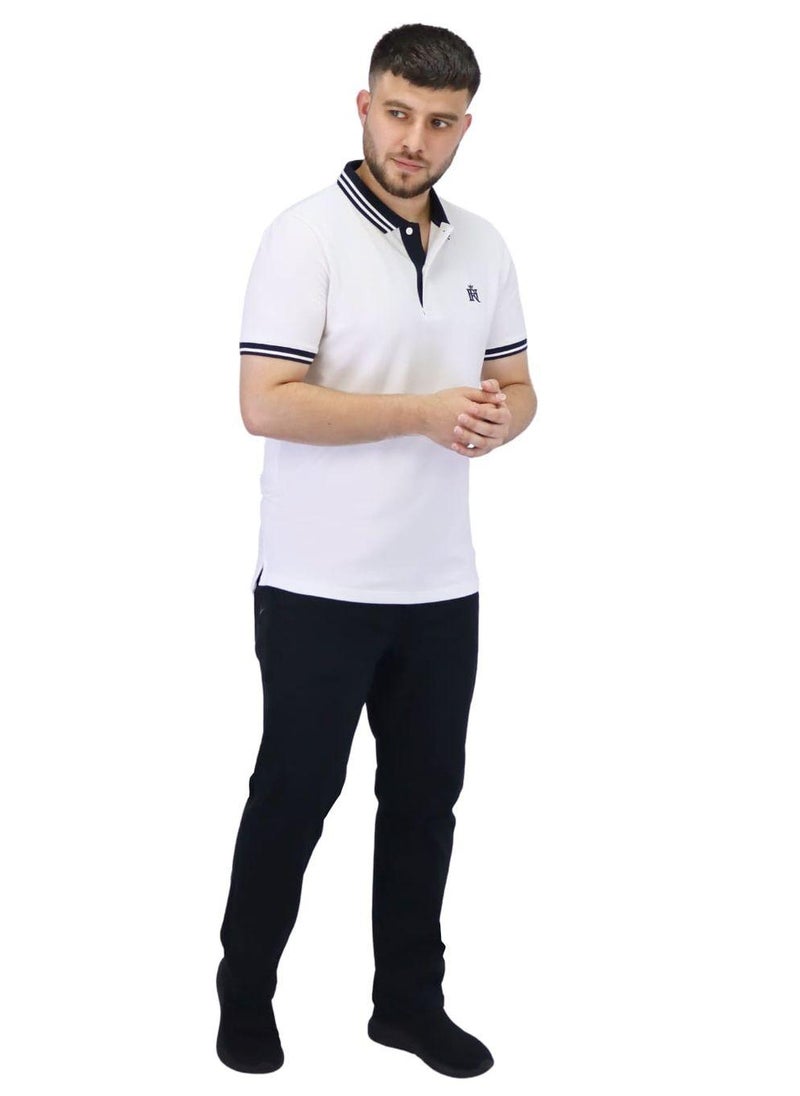 Men's Pique Flat Knit Collar Short Sleeve Thematic Slim Fit Embroidery Bold Polo