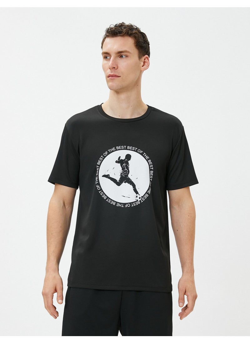 Sports T-Shirt Printed Football Theme Crew Neck Short Sleeve