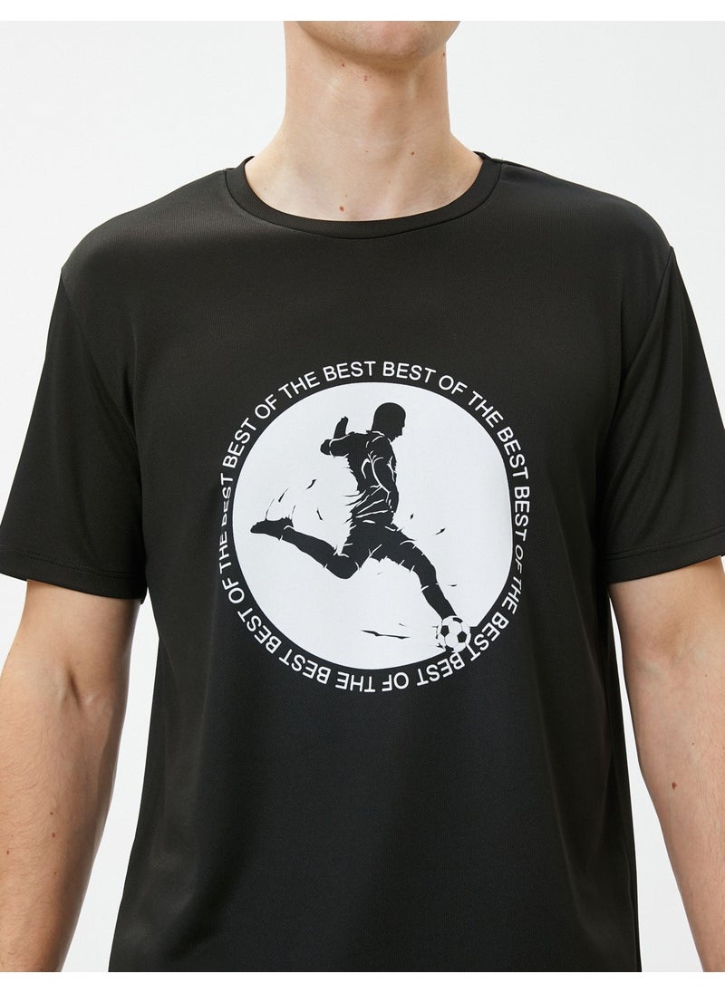 Sports T-Shirt Printed Football Theme Crew Neck Short Sleeve