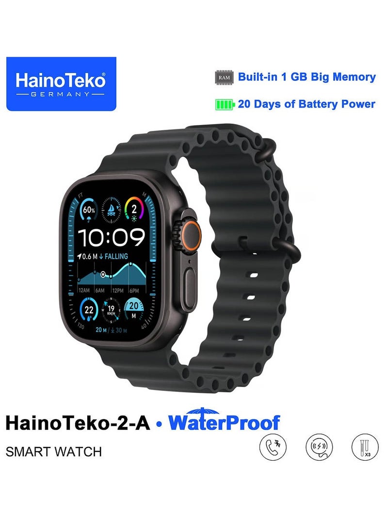 Haino Teko 2 A Smartwatch With Waterproof Full Screen AMOLED Display 20 Days Battery Life and 3 Pair Straps Designed For Ladies and Gents Black