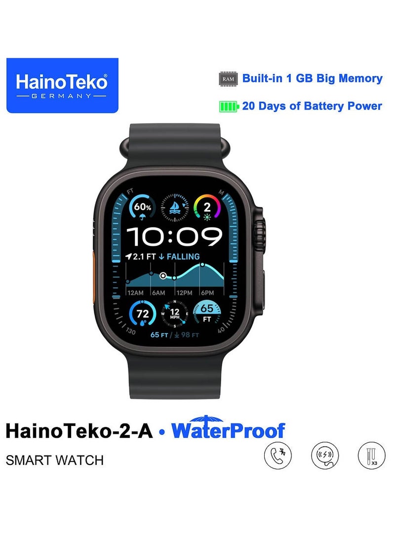 Haino Teko 2 A Smartwatch With Waterproof Full Screen AMOLED Display 20 Days Battery Life and 3 Pair Straps Designed For Ladies and Gents Black