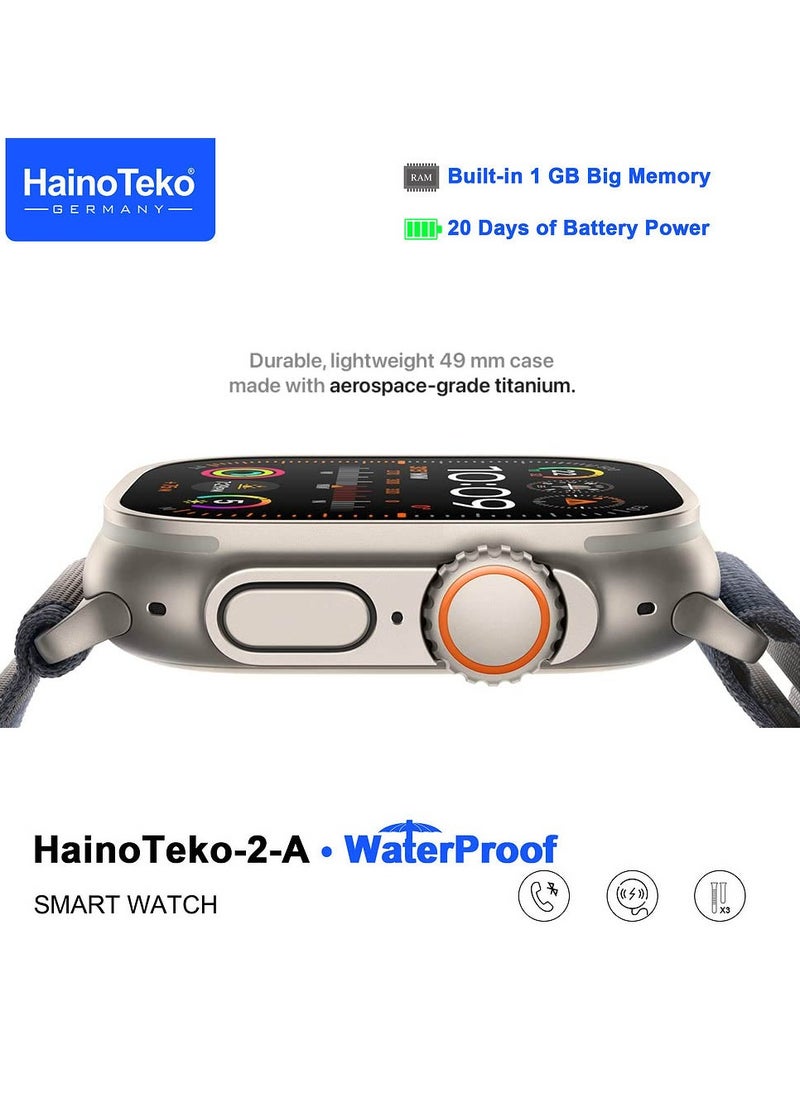 Haino Teko 2 A Smartwatch With Waterproof Full Screen AMOLED Display 20 Days Battery Life and 3 Pair Straps Designed For Ladies and Gents Black