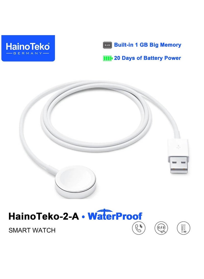 Haino Teko 2 A Smartwatch With Waterproof Full Screen AMOLED Display 20 Days Battery Life and 3 Pair Straps Designed For Ladies and Gents Silver