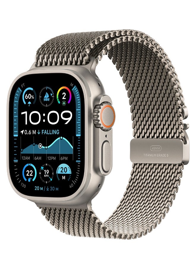 Watch Ultra 2 (2024) GPS + Cellular 49mm Natural Titanium Case With Natural Titanium Milanese Loop - M