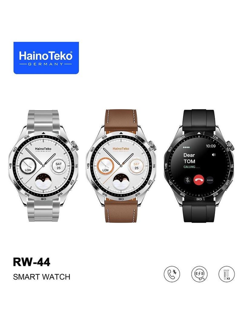 Haino Teko RW-44 GT4 Smart Watch AMOLED Display 3 Pair Straps Wireless Charger