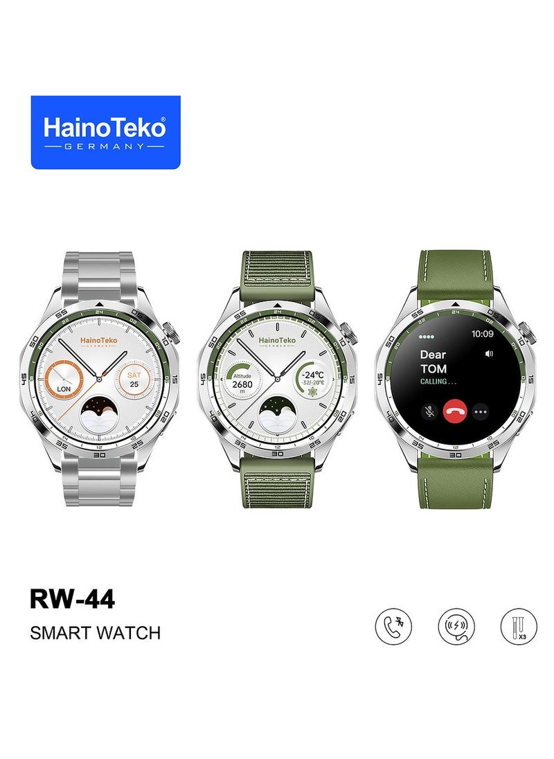 Haino Teko RW-44 GT4 Smart Watch AMOLED Display 3 Pair Straps Wireless Charger