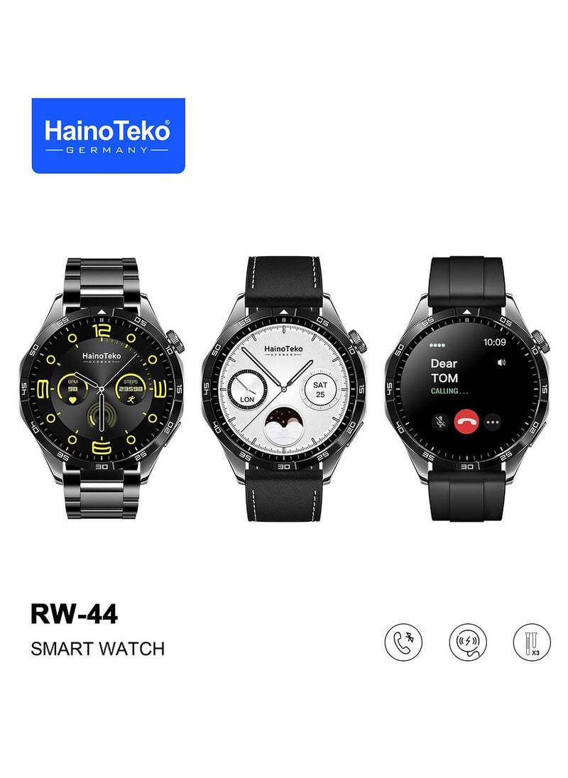 Haino Teko RW-44 GT4 Smart Watch AMOLED Display 3 Pair Straps Wireless Charger