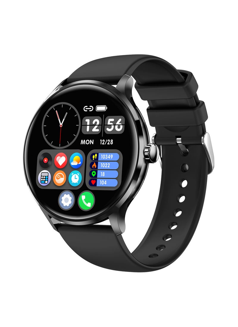 QS80 Ultra-Thin Metal Smartwatch with Health Monitoring Black + Black