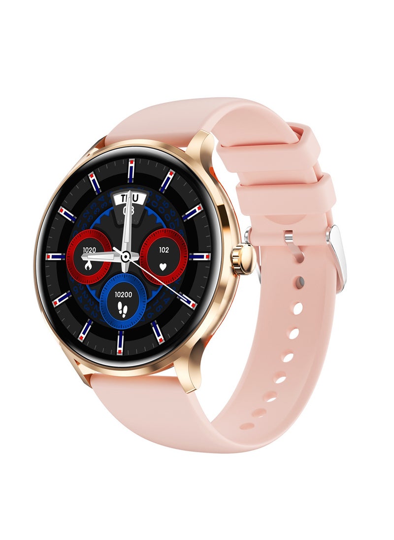 QS80 Ultra-Thin Metal Smartwatch with Health Monitoring Gold + Pink