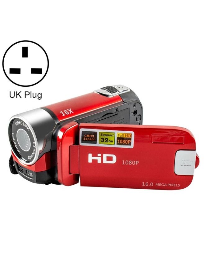 16X Digital Zoom HD 16 Million Pixel Home Travel DV Camera, UK Plug (Red)