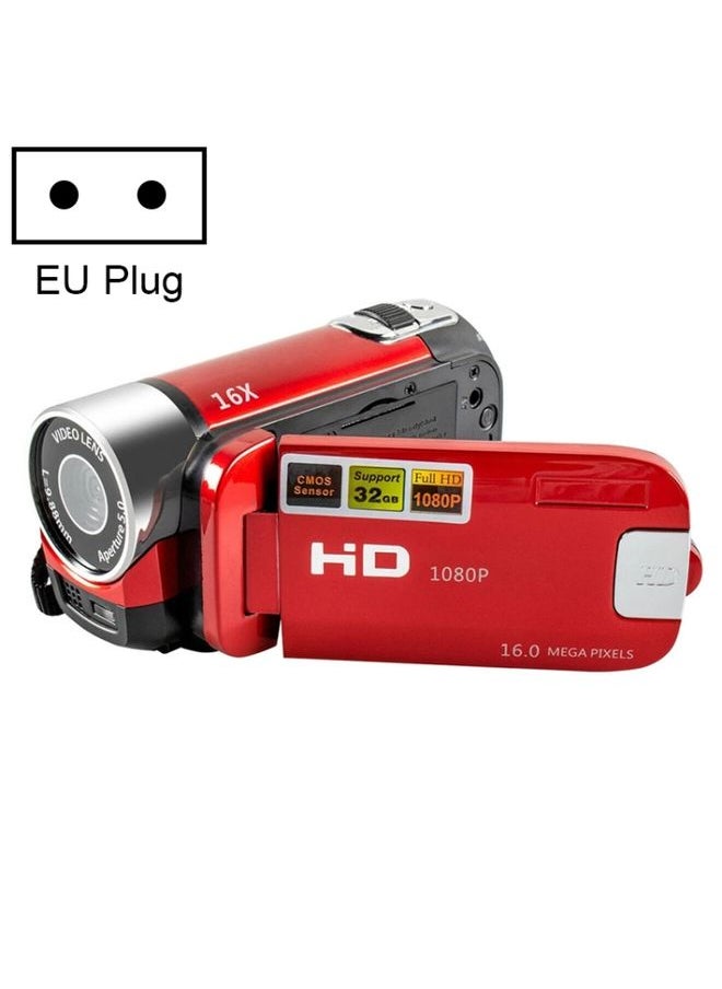 16X Digital Zoom HD 16 Million Pixel Home Travel DV Camera, EU Plug(Red)