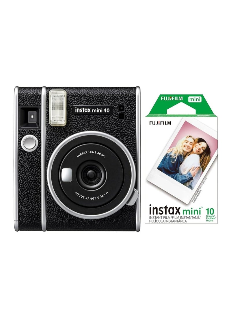 Instax Mini 40 Instant Camera, Black with 10 Mini Sheet