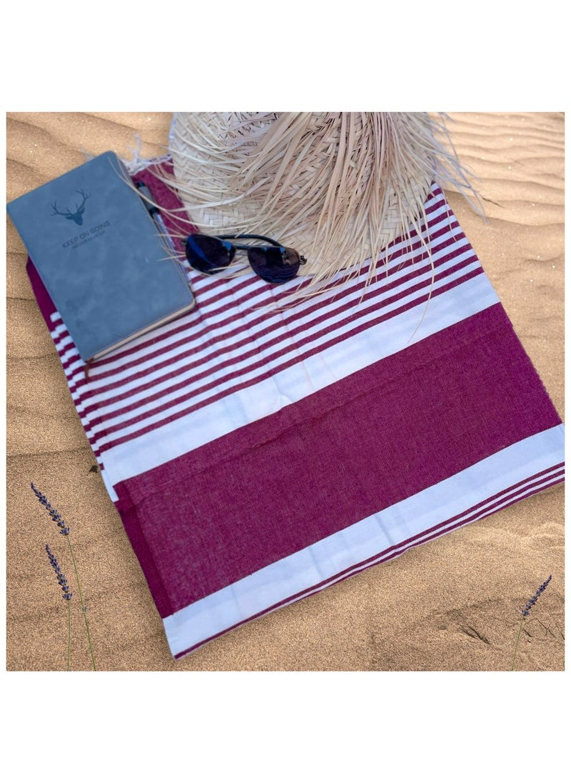 The Line Beach Towel Red Bordeau