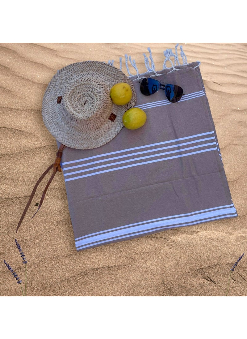 The Line Beach Towel Dark Beige