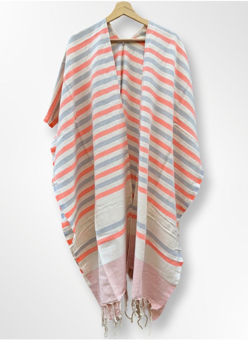 Ocean Breeze Cover-Ups Wavelux Poncho Grey Orange