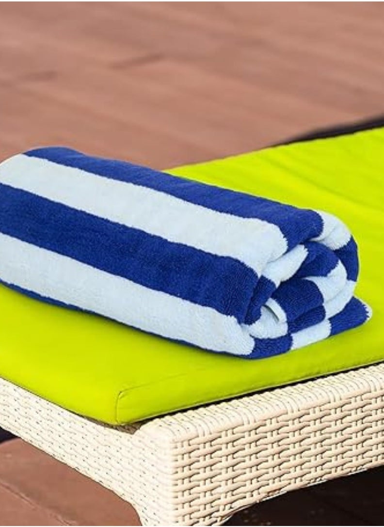 4 Pieces Luxury Oversized Beach Towel Set Pack of 4 90x180cm Extra Large Premium Cotton 550 GSM Ultra Soft and Highly Absorbent Pool Cabana Stripe Hotel And Spa Quality Towels Blue and White Stripe
