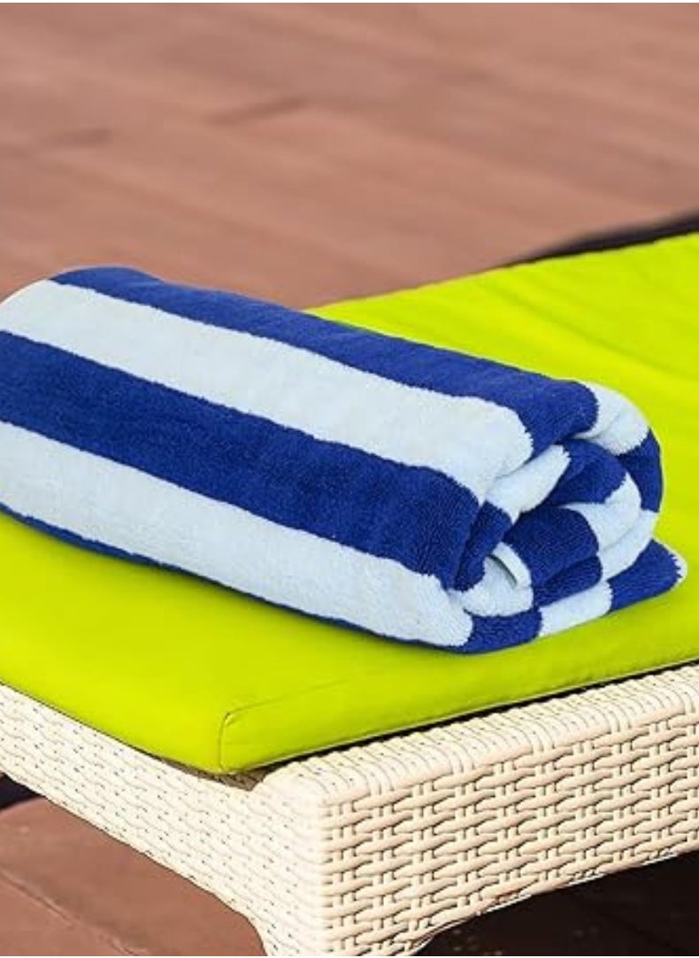 2 Pieces Luxury Oversized Beach Towel Set Pack of 2 90x180cm Extra Large Premium Cotton 550 GSM Ultra Soft and Highly Absorbent Pool Cabana Stripe Hotel And Spa Quality Towels Blue and White Stripe