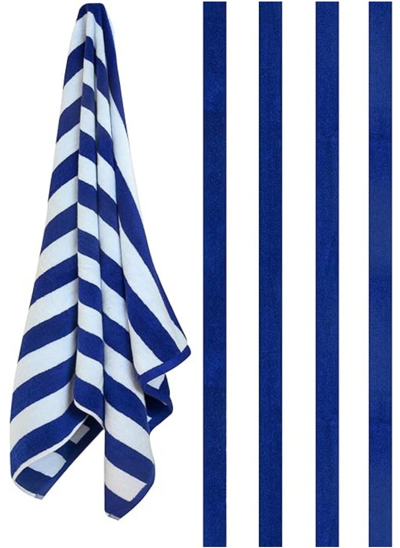 2 Pieces Luxury Oversized Beach Towel Set Pack of 2 90x180cm Extra Large Premium Cotton 550 GSM Ultra Soft and Highly Absorbent Pool Cabana Stripe Hotel And Spa Quality Towels Blue and White Stripe