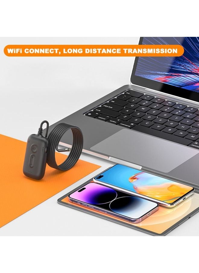 Y15 5.5mm Single Camera WiFi Connected Hard Cable HD Industrial Endoscope, Length:5m(Black)